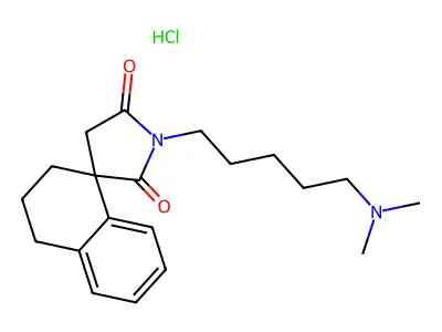 Spiro(naphthalene-1(2H),3'-pyrrolidine)-2',5'-dione, 3,4-dihydro-1'-(5-(dimethylamino)pentyl)-, hydrochloride, (+-)- structure