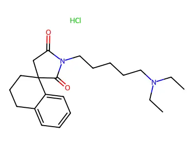 Spiro(naphthalene-1(2H),3'-pyrrolidine)-2',5'-dione, 3,4-dihydro-1'-(5-(diethylamino)pentyl)-, hydrochloride, (+-)- structure