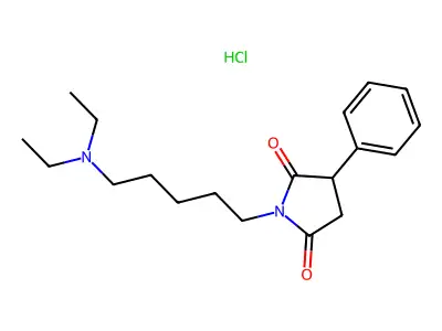 2,5-Pyrrolidinedione, 1-(5-(diethylamino)pentyl)-3-phenyl-, monohydrochloride structure
