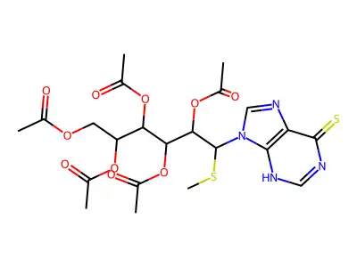 [2,3,4,5-tetraacetyloxy-6-methylsulfanyl-6-(6-sulfanylidene-3H-purin-9-yl)hexyl] acetate structure
