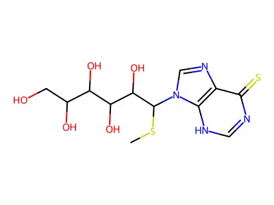 9-(2,3,4,5,6-pentahydroxy-1-methylsulfanylhexyl)-3H-purine-6-thione structure