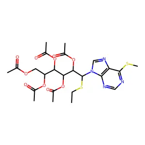 [2,3,4,5-tetraacetyloxy-6-ethylsulfanyl-6-(6-methylsulfanylpurin-9-yl)hexyl] acetate structure
