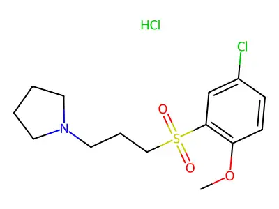 Pyrrolidine, 1-(3-((5-chloro-2-methoxyphenyl)sulfonyl)propyl)-, hydrochloride structure