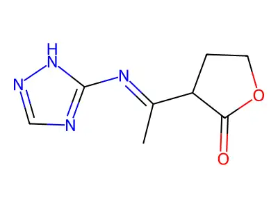 3-[C-methyl-N-(1H-1,2,4-triazol-5-yl)carbonimidoyl]oxolan-2-one structure