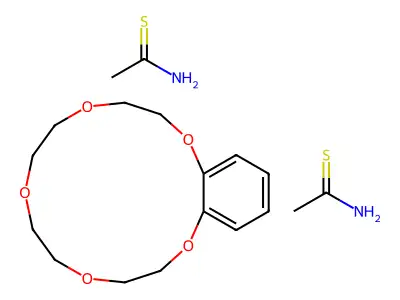 Ethanethioamide;2,5,8,11,14-pentaoxabicyclo[13.4.0]nonadeca-1(19),15,17-triene structure