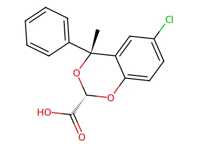 1,3-Benzodioxan-2-carboxylic acid, 6-chloro-4-methyl-4-phenyl-, (Z)- structure