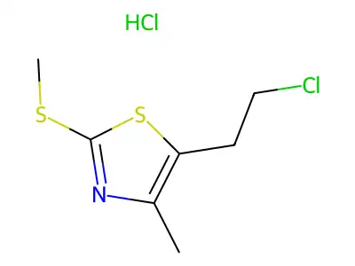 Thiazole, 5-(2-chloromethyl)-4-methyl-2-(methylthio)-, hydrochloride structure