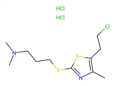 1-Propanamine, 3-((5-(2-chloroethyl)-4-methyl-2-thiazolyl)thio)-N,N-dimethyl-, hydrochloride,hydrate (1:2:2) structure