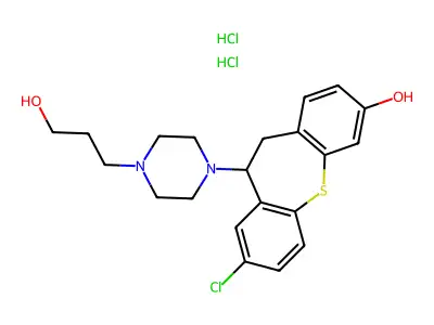 1-Piperazinepropanol, 4-(8-chloro-10,11-dihydro-3-hydroxydibenzo(b,f)thiepin-10-yl)-, hydrochloride, hydrate (1:2:1) structure