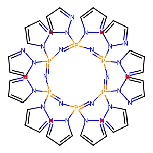 2,2,4,4,6,6,8,8,10,10,12,12-Dodeca(1H-pyrazol-1-yl)-2lambda(5),4lambda(5),6lambda(5),8lambda(5),10lambda(5),12lambda(5)-cyclohexaphosphaza-1,3,5,7,9,11-hexaene structure