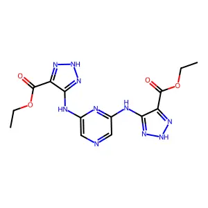 ethyl 5-[[6-[(5-ethoxycarbonyl-2H-triazol-4-yl)amino]pyrazin-2-yl]amino]-2H-triazole-4-carboxylate structure