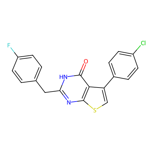 5-(4-chlorophenyl)-2-(4-fluorobenzyl)thieno[2,3-d]pyrimidin-4(3H)-one structure