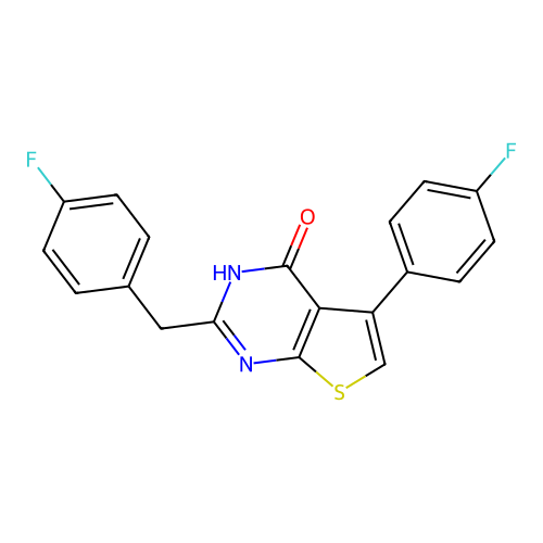 2-(4-fluorobenzyl)-5-(4-fluorophenyl)thieno[2,3-d]pyrimidin-4(3H)-one structure