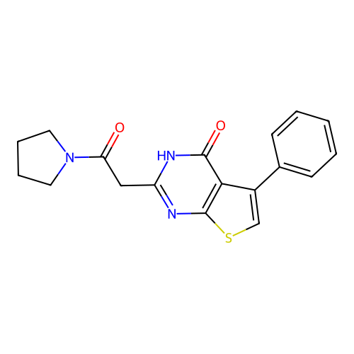 2-(2-Oxo-2-pyrrolidinylethyl)-5-phenyl-3-hydrothiopheno[2,3-d]pyrimidin-4-one structure