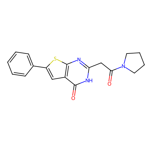 2-(2-Oxo-2-pyrrolidinylethyl)-6-phenyl-3-hydrothiopheno[2,3-d]pyrimidin-4-one structure