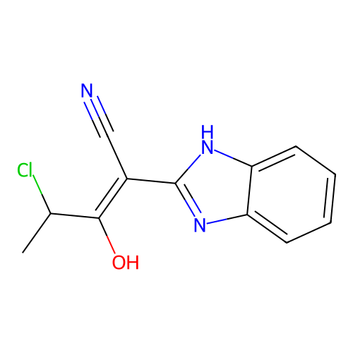 2-(1H-benzimidazol-2-yl)-4-chloro-3-hydroxypent-2-enenitrile structure