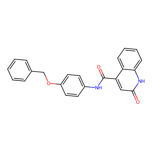 N-[4-(benzyloxy)phenyl]-2-hydroxyquinoline-4-carboxamide structure