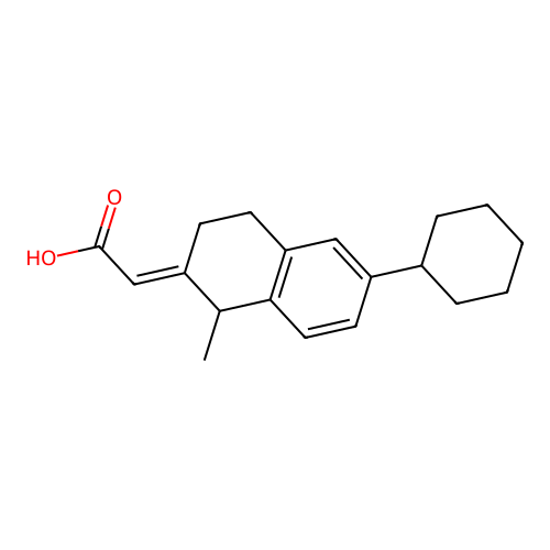 Acetic acid, (6-cyclohexyl-3,4-dihydro-1-methyl-2(1H)-naphthalenylidene)- structure