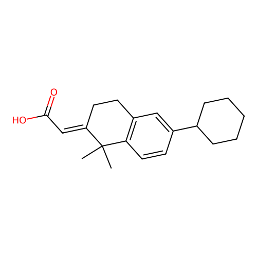 Acetic acid, (6-cyclohexyl-3,4-dihydro-1,1-dimethyl-2(1H)-naphthalenylidene)- structure