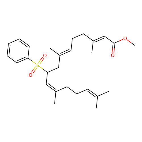 Methyl 9-(benzenesulfonyl)-3,7,11,15-tetramethylhexadeca-2,6,10,14-tetraenoate structure