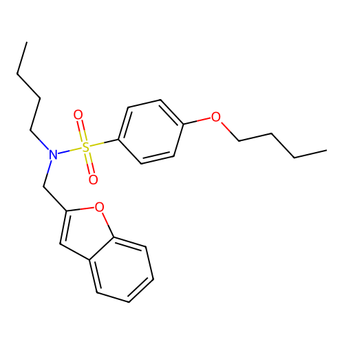 N-(1-benzofuran-2-ylmethyl)-4-butoxy-N-butylbenzenesulfonamide structure