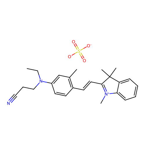 3H-Indolium, 2-(2-(4-((2-cyanoethyl)ethylamino)-2-methylphenyl)ethenyl)-1,3,3-trimethyl-, sulfate (1:1) structure