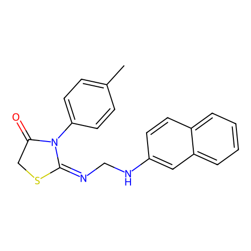 4-Thiazolidinone, 3-(4-methylphenyl)-2-(((2-naphthalenylamino)methyl)imino)- structure