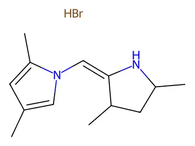 Pyrrolidine, 3,5-dimethyl-2-((3,5-dimethylpyrrolyl)methylene)-, hydrobromide structure