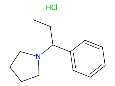 1-(1-Phenylpropyl)pyrrolidine--hydrogen chloride (1/1) structure
