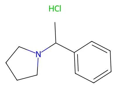 1-(1-Phenylethyl)pyrrolidine--hydrogen chloride (1/1) structure