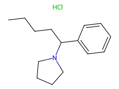 Pyrrolidine, 1-(1-phenylpentyl)-, hydrochloride structure