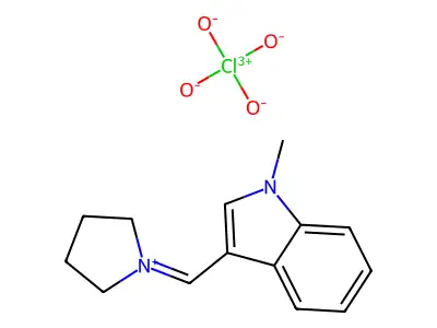 Pyrrolidinium, 1-(1-methyl-1H-indol-3-yl)methylene-1, perchlorate structure
