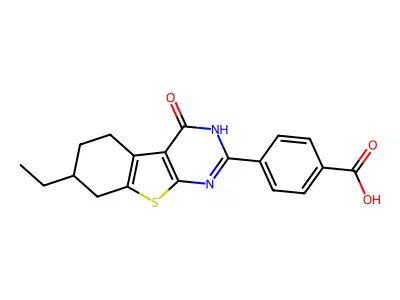 4-{11-ethyl-3-oxo-8-thia-4,6-diazatricyclo[7.4.0.0,2,7]trideca-1(9),2(7),5-trien-5-yl}benzoic acid structure