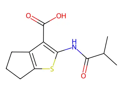 2-(2-methylpropanamido)-4H,5H,6H-cyclopenta[b]thiophene-3-carboxylic acid structure
