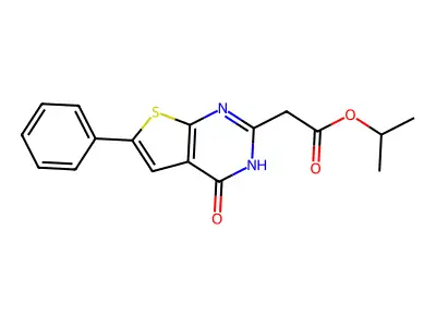 propan-2-yl 2-(4-oxo-6-phenyl-3H-thieno[2,3-d]pyrimidin-2-yl)acetate structure