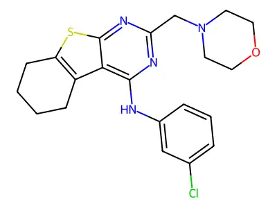 N-(3-chlorophenyl)-2-(morpholin-4-ylmethyl)-5,6,7,8-tetrahydro[1]benzothieno[2,3-d]pyrimidin-4-amine structure