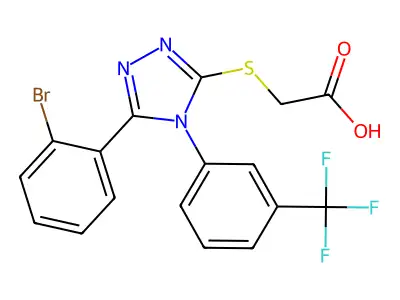 2-{[5-(2-bromophenyl)-4-[3-(trifluoromethyl)phenyl]-4H-1,2,4-triazol-3-yl]sulfanyl}acetic acid structure