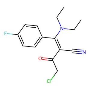 (2E)-4-chloro-2-[diethylamino-(4-fluorophenyl)methylidene]-3-oxobutanenitrile structure