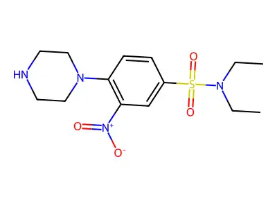 N,N-diethyl-3-nitro-4-piperazin-1-ylbenzenesulfonamide structure