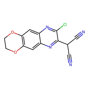 2-{8-chloro-2H,3H-[1,4]dioxino[2,3-g]quinoxalin-7-yl}propanedinitrile structure
