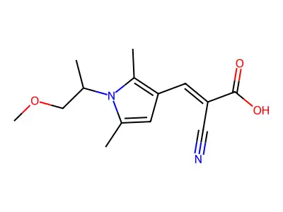 2-Cyano-3-[1-(1-methoxypropan-2-yl)-2,5-dimethylpyrrol-3-yl]prop-2-enoic acid structure