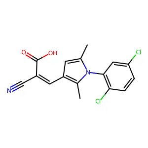 2-cyano-3-[1-(2,5-dichlorophenyl)-2,5-dimethyl-1H-pyrrol-3-yl]prop-2-enoic acid structure