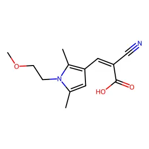2-cyano-3-(1-(2-methoxyethyl)-2,5-dimethyl-1H-pyrrol-3-yl)prop-2-enoic acid structure