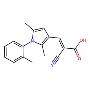 2-cyano-3-[2,5-dimethyl-1-(2-methylphenyl)-1H-pyrrol-3-yl]prop-2-enoic acid structure