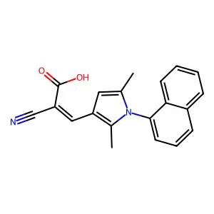 2-cyano-3-(2,5-dimethyl-1-(naphthalen-1-yl)-1H-pyrrol-3-yl)prop-2-enoic acid structure