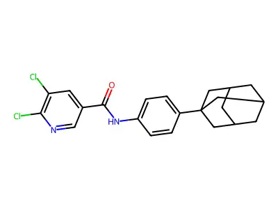 N-[4-(adamantan-1-yl)phenyl]-5,6-dichloropyridine-3-carboxamide structure