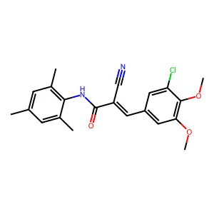 3-(3-chloro-4,5-dimethoxyphenyl)-2-cyano-N-(2,4,6-trimethylphenyl)prop-2-enamide structure