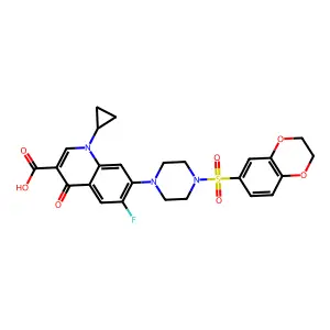 1-cyclopropyl-7-[4-(2,3-dihydro-1,4-benzodioxine-6-sulfonyl)piperazin-1-yl]-6-fluoro-4-oxo-1,4-dihydroquinoline-3-carboxylic acid structure