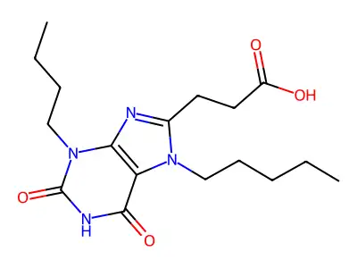 3-Butyl-2,3,6,7-tetrahydro-2,6-dioxo-7-pentyl-1H-purine-8-propanoic acid structure