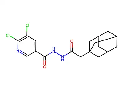 2-(adamantan-1-yl)-N'-(5,6-dichloropyridine-3-carbonyl)acetohydrazide structure